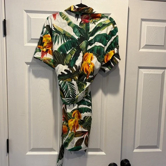 House of Harlow 1960 Tropical Print Dress - Green, Yellow, Red - Picture 4 of 4